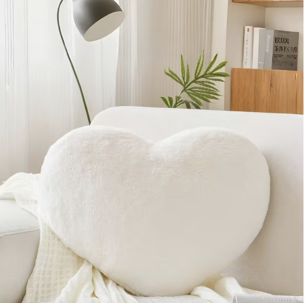 Hart Kussen Wit - 50x34cm