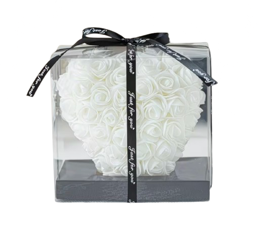 Rose Heart Wit - 15cm